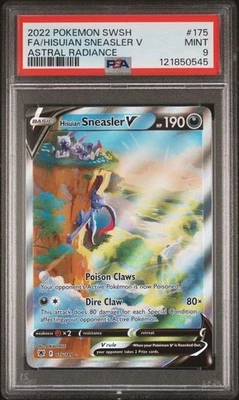 2022 POKEMON SWORD & SHIELD ASTRAL RADIANCE FULL ART/HISUIAN SNEASLER V PSA 9 - Image 1 of 2