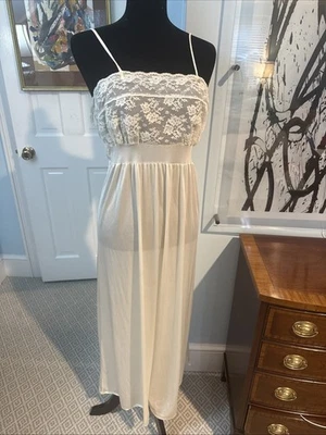 Camisón largo de encaje vintage femenino Gilead 100 % nailon marfil talla M Foto 1 de 4