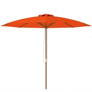 Outsunny Wooden Garden Parasol with Rope Pulley Mechanism and 8 Ribs Orange - Picture 1 of 11