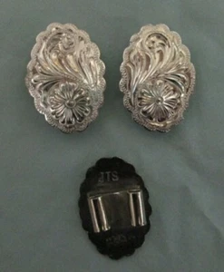 Ovale Sterling Overlay Conchos - einfach, mit JB Blumenmuster oder mit Pferdekopf mit Barrette - Bild 1 von 4