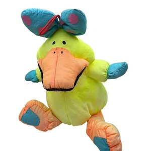 Peluche puff nylon anatra gialla Stuffins Lumpy's Gang vintage 1990 cigolii RARO - Foto 1 di 10