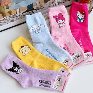 6 Pairs Sanrio Character Pattern Slumber Socks Half Crew Socks for Women - Picture 1 of 4