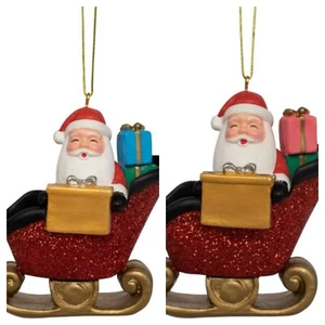 Personalisierter Weihnachtsmann im Schlitten hängende Weihnachtsdekoration - Name hinzufügen - Bild 1 von 3