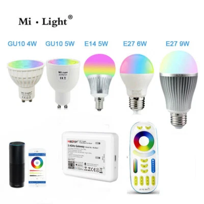 Milight / MIBOXER RGB CCT light Wifi for Alexa E27 E14 GU10 RGBWW CW/WW LED spot - Image 1 of 4