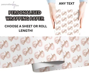 Geschenkpapier personalisiert Rosegold Motiv GEBURTSTAG Rolle oder Blatt Name hinzufügen - Bild 1 von 1