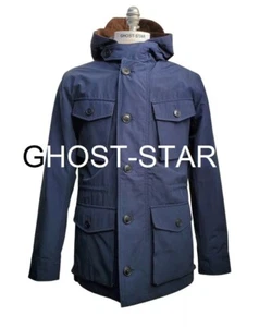 JCREW parka jacket hood navy blue barn coat Wallace & Barnes lightweight utility - Picture 1 of 16