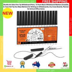 Ultra Fine Tip Whiteboard Markers, 15 Pack Black Whiteboard Pens Erasable, 0.7M - Picture 1 of 10