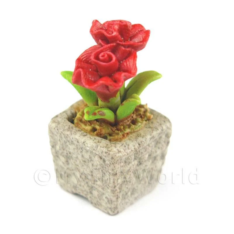 Miniatura Fatto A Mano Ceramica Di Colore Rosso Fiore - Immagine 1 di 1