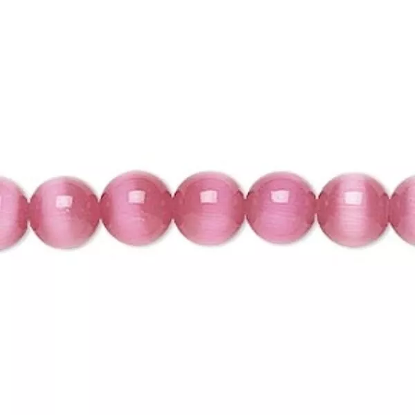 Contas redondas grau A de fibra óptica olho de gato rosa escuro 1 h (50) - Imagem 1 de 1