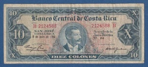 COSTA RICA -- 10 COLONES ( 9.6.1965 ) -- BC // F -- SERIE B -- PICK 229 . - Bild 1 von 2