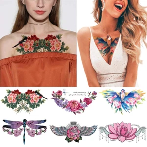 Watercolor Temporary Tattoos for Women Girls Adults, Sexy Fake Long Lasting Tatt - Picture 1 of 12
