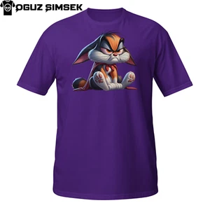 Angry Long-Eared Cat Shirt – Moody Cartoon Kitten with Wild Vibes Tee - Picture 1 of 33