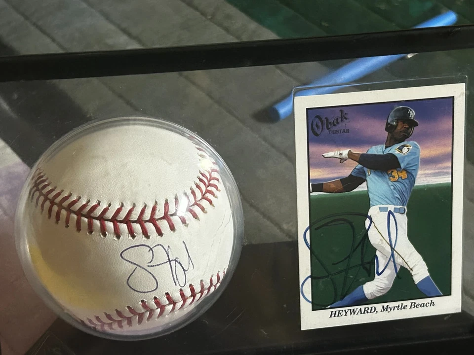 Бейсбольный мяч и карточка с автографом Джейсона Хейворда из MLB Rawlings Dodgers, Braves,  - Изображение 1 из 1