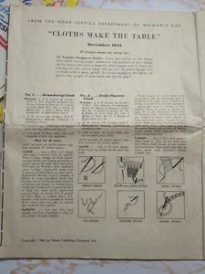 "Cloths Make The Table" Woman's Day 1944 Sewing Pattern For Table Cloth Rare - Picture 1 of 5