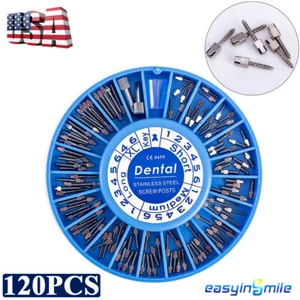 120pc Dental Conical Screw Posts Endo Stainless Steel Screw Posts Kit & Key*2 - Picture 1 of 5