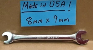 Llave métrica de extremo abierto Indestro Duro 8 mm x 9 mm 40809A HECHA EN EE. UU. - Imagen 1 de 4