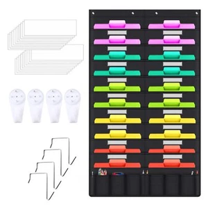 20 Pockets Hanging Wall File Organizer with Pen Pockets Pocket Chart for Clas... - Picture 1 of 9