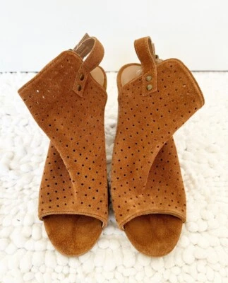 DIBA suede booties size 7 brown heels open toe STITCHFIX - Image 1 of 4