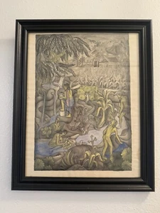 Pinturas en acuarela Warta Ida Bagus Ketut, una firmada, Batuan Bali años 50 - Imagen 1 de 7