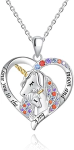 925 Sterling Silver Lucky Unicorn Necklaces for Girls for Birthday Gifts for Mom - Picture 1 of 7