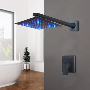 Batidora de baño LED montada en pared unidades cuadradas de ducha de lluvia de 8"" grifos grifos - Imagen 1 de 5