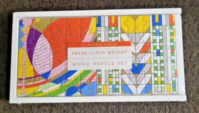 FRANK LLOYD WRIGHT Wooden Puzzle Set of 6 Puzzles 25 Pieces Each NEW Sealed! - Image 1 of 4