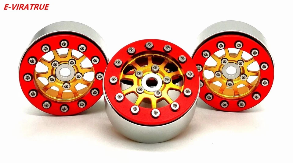 E-VIRATRUE 1.9''Aluminum Wheels Fit Proline tire For TRX4/TRX6/SCX10 Gold (4pcs） - Image 1 of 1