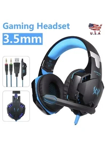 3.5mm Wired Gaming Headset Stereo Headphone For PS4 Xbox One Nintendo PC W/ Mic - Picture 1 of 12