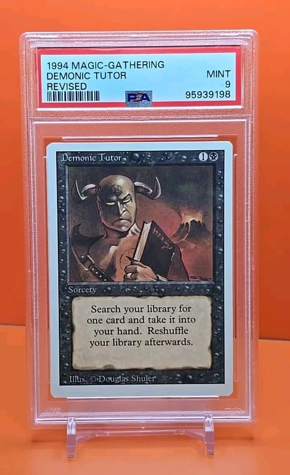 ⚫️⚫️⚫️ 1994 Magic The Gathering DEMONIC TUTOR REVISED 3RD EDITION PSA 9 ⚫️⚫️⚫️ - Image 1 of 2