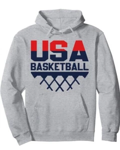 USA Team Sports Basketball Heather Gray Pullover Hoodie Unisex Medium - Picture 1 of 7