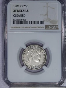 1901-O Barber Quarter 25c NGC XF EF Details - Picture 1 of 2