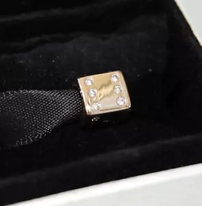Genuine Pandora 14ct. Gold Charm - Dice with Diamonds - 750469D - retired - Picture 1 of 6