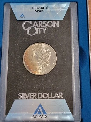 🌟 1882-CC GSA Carson City Morgan Silver Dollar ANACS GEM MS65 - Box & COA -EVZI - Image 1 of 4