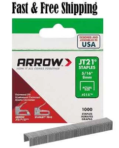 Arrow 215 JT21 Thin Wire Staples for Staple Guns and Staplers 5/16 in 1000-Pack - Picture 1 of 5