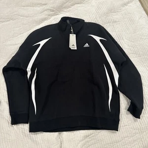 $85 Adidas Mens 1/4 Zip Hoodie Pullover Black IC3698 XL Sweatshirt Multi Deport - Picture 1 of 3