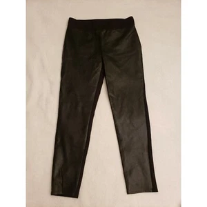 RUBY RD. Women’s Sz 8 Black Dress Pants Flat Front Faux Leather Pull On Skinny - Picture 1 of 9