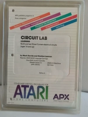 Circuit Lab; Atari 400/800/XL/XE; Disk w/manual APX-20215; Plastic cover - Image 1 of 2