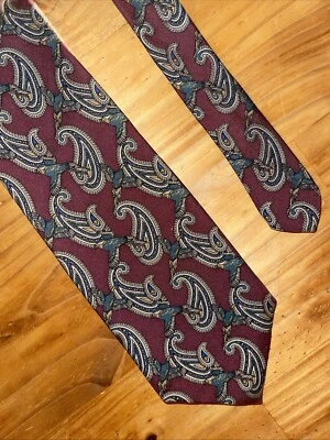 Corbata Cuello Gallo Hombres Granate Faisanes Pájaros Paisley Negocios Boda Única Foto 1 de 4