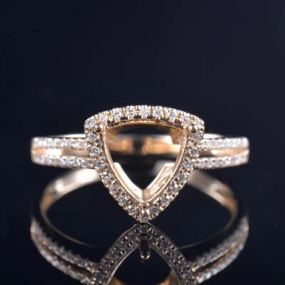Custom Trillion Cut 9MM Natural Diamond Bridal Semi Mount Ring 14K Yellow Gold - Image 1 of 4