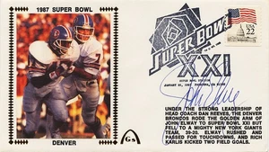 **Super Bowl XXI 1987 firmado por John Elway Cachet Denver Broncos PSA/ADN** - Imagen 1 de 3