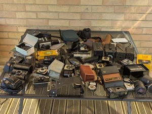 Job Lot Of Vintage Film Cameras, Accessories. Please Read - Picture 1 of 17