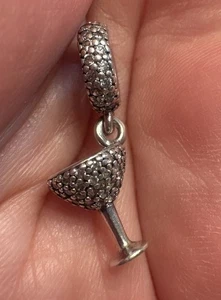 Authentic Pandora Pave Cocktail Glass Dangle Charm 791535CZ  Retired - Picture 1 of 10