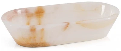 Tigela de massa de mármore 10 polegadas ônix branco feita à mão tigela chave para mesa de jantar Dé... - Imagem 1 de 4