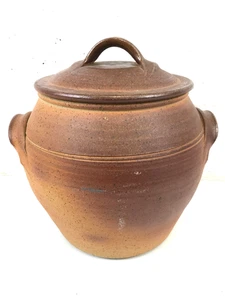 Large Vintage Muchelney Studio Pottery Bread Crock Storage Jar with Lid Heavy - Picture 1 of 9