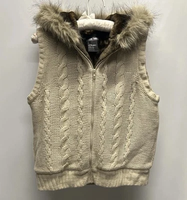 Chaleco forrado de piel tejido Brandon Thomas para mujer con capucha / XL Foto 1 de 4