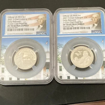 2021 S Clad Quarter Set Tuskegee and Crossing Delaware E.R. NGC PF70 Ultra Cameo - Image 1 of 4