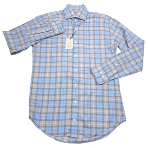 $160 Peter Millar Langley Summer Soft Gray Plaid Button Up Shirt Mens Size XL - Picture 1 of 9