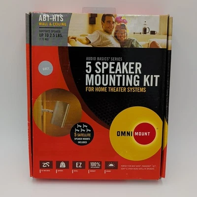 OMNIMOUNT AB1-HTS Grey 5 Speaker Mounting Kit Supports 2.5 LBS Easy Install NIB - Image 1 of 4