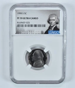 1998-S Jefferson Nickel PF70 UCAM NGC Special Label *8421 - Picture 1 of 5