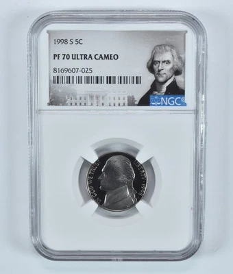 1998-S Jefferson Nickel PF70 UCAM NGC Special Label *8421 - Image 1 of 4